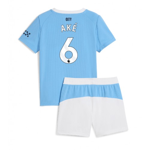 Manchester City Nathan Ake #6 Prima Maglia Bambino 2025-26 Manica Corta (+ Pantaloni corti)